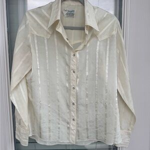 Vintage Wrangler Cream Striped Pearl Snap Shirt